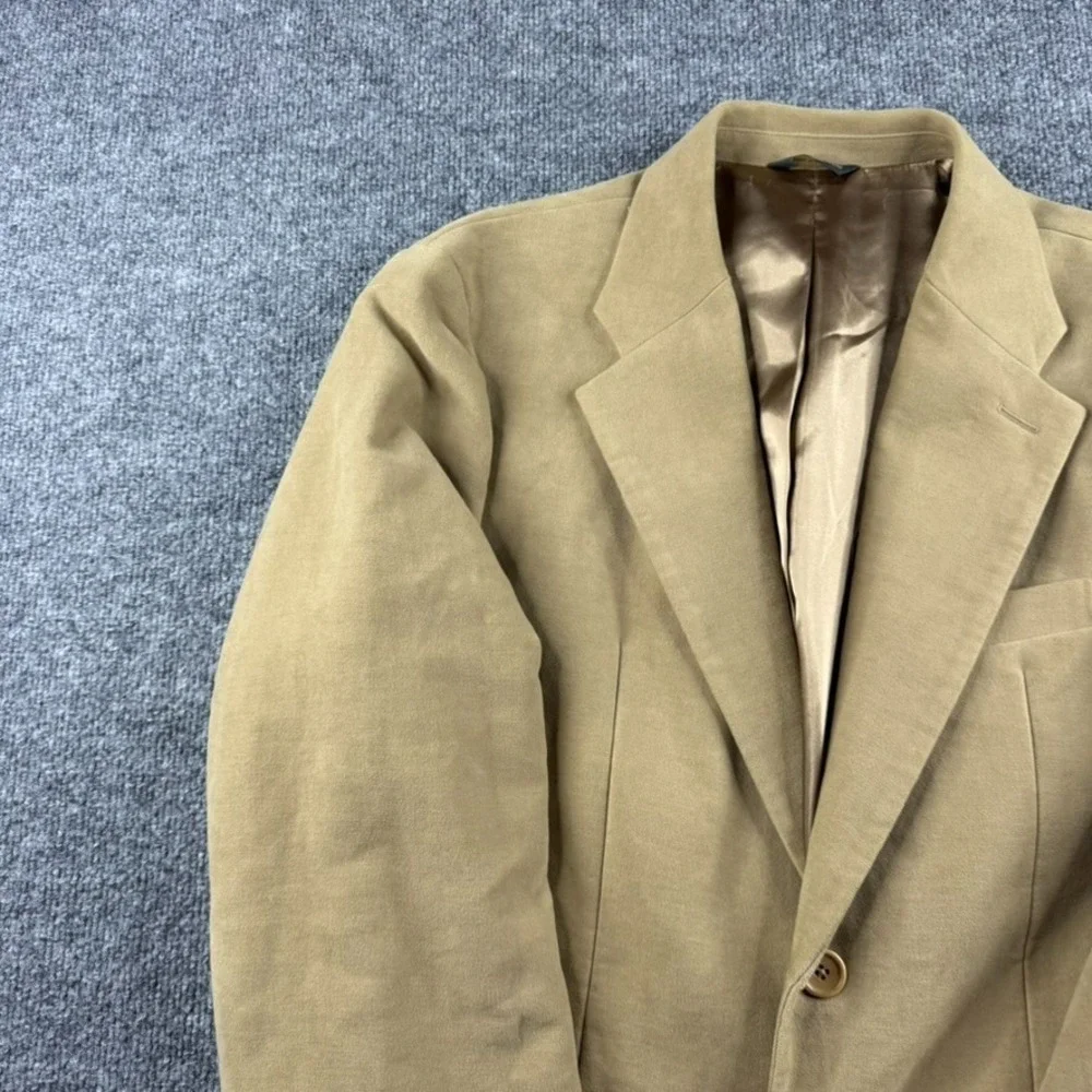 Banana Republic Blazer Men 42R Beige Suede Sport Coat Jacket Suit‎ Cotton Career